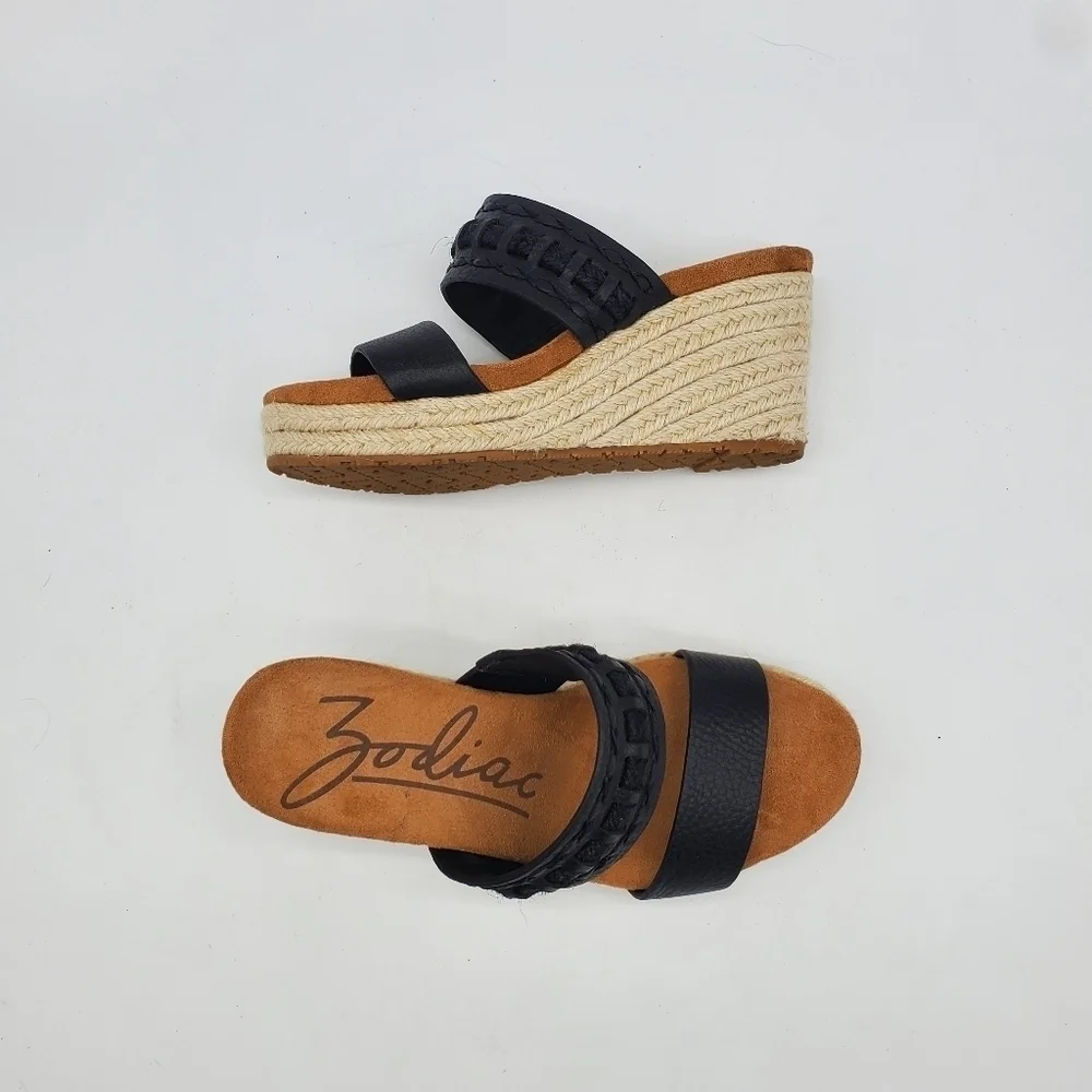 ZODIAC Shoes Women 6M Poppy Platform Espadrille Wedge Sandals Black